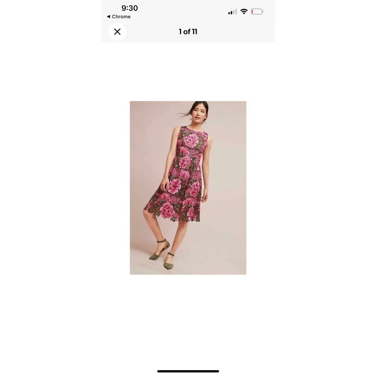 Anthropologie x Eri + Ali Laila Floral Dress Green and Pink NWOT