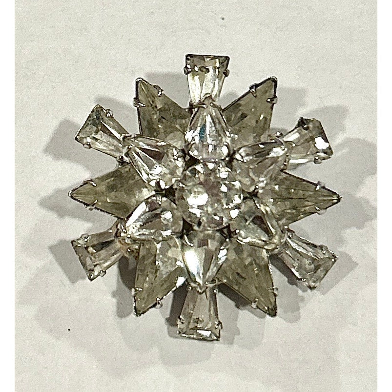 Vintage Clear Starburst Rhinestone Brooch
