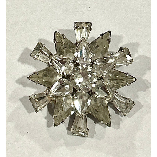 Vintage Clear Starburst Rhinestone Brooch