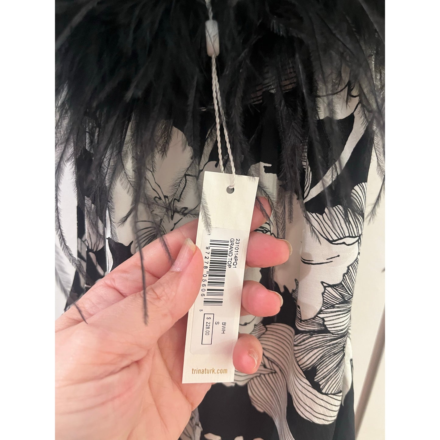 Trina Turk Blouse with Feathers