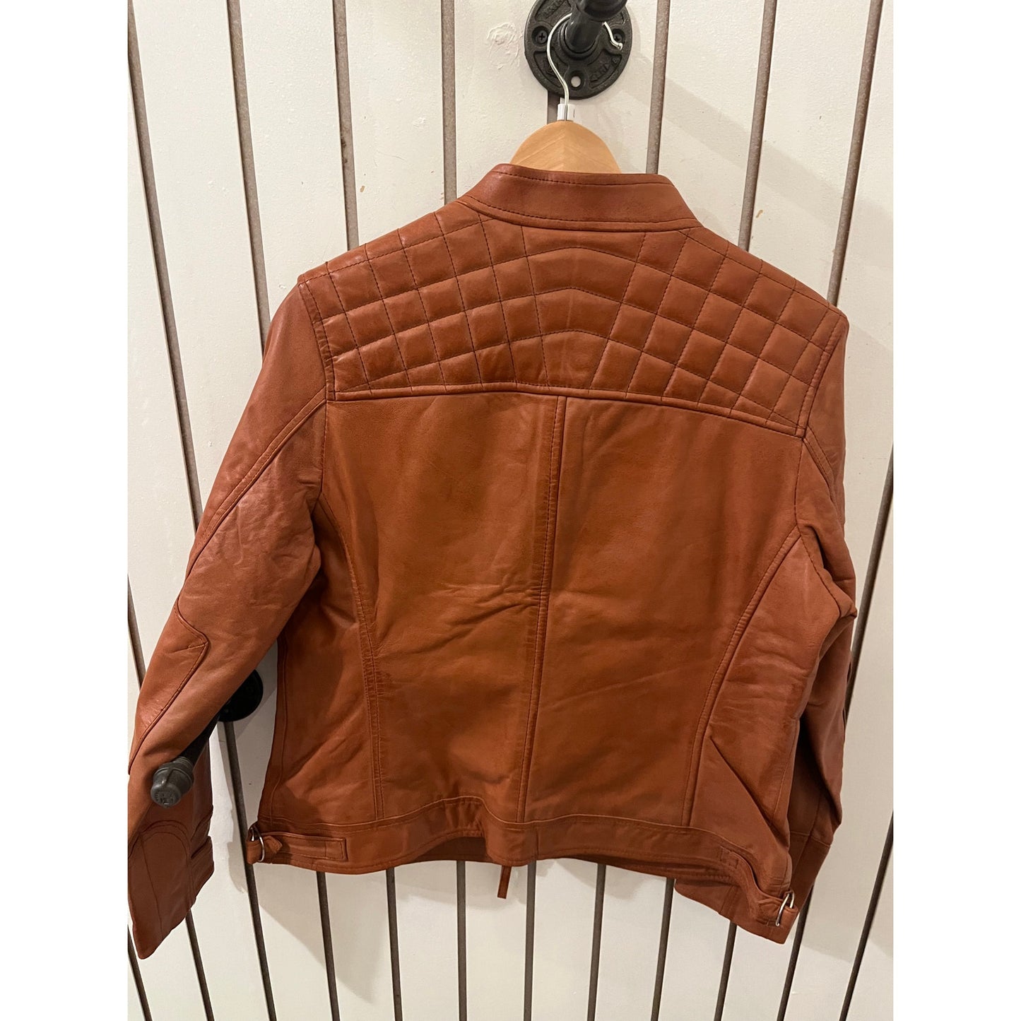 Decrum Genuine Diamond1 Womens Leather Jacket, Brown - Size L