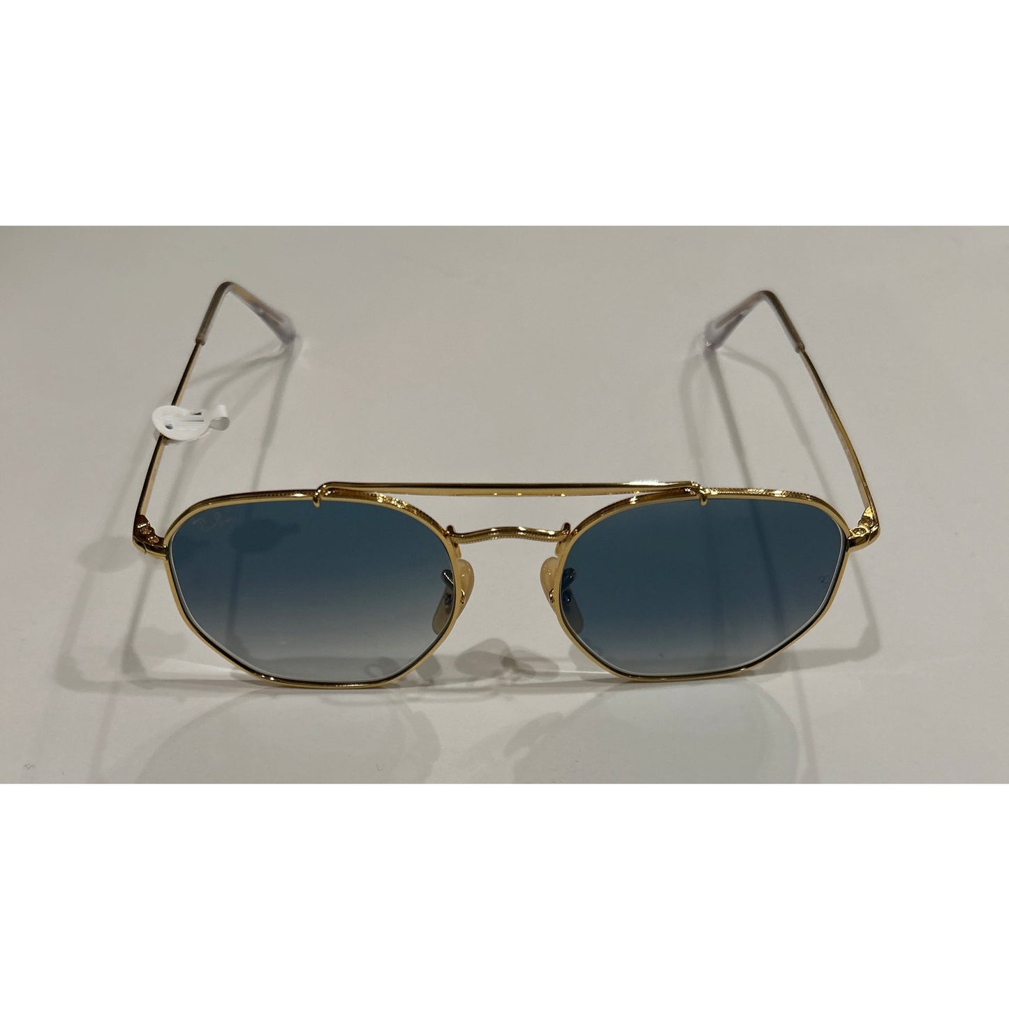 Ray-Ban The Marshall Sunglasses Gold Rim Light Blue Lenses Brand New
