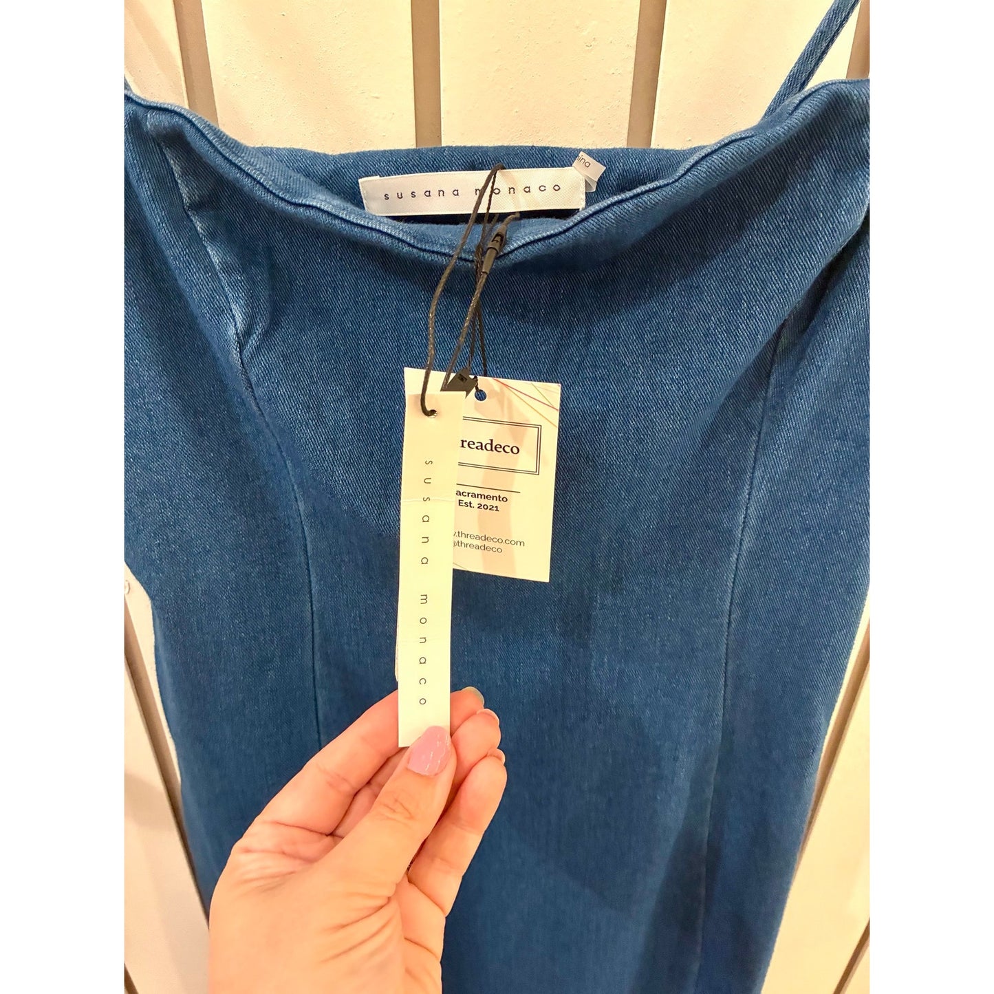 Susana Monaco Denim Dress Size L runs small