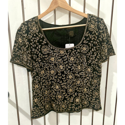 Anthropologie Chaudry Silk Beaded Blouse Size M