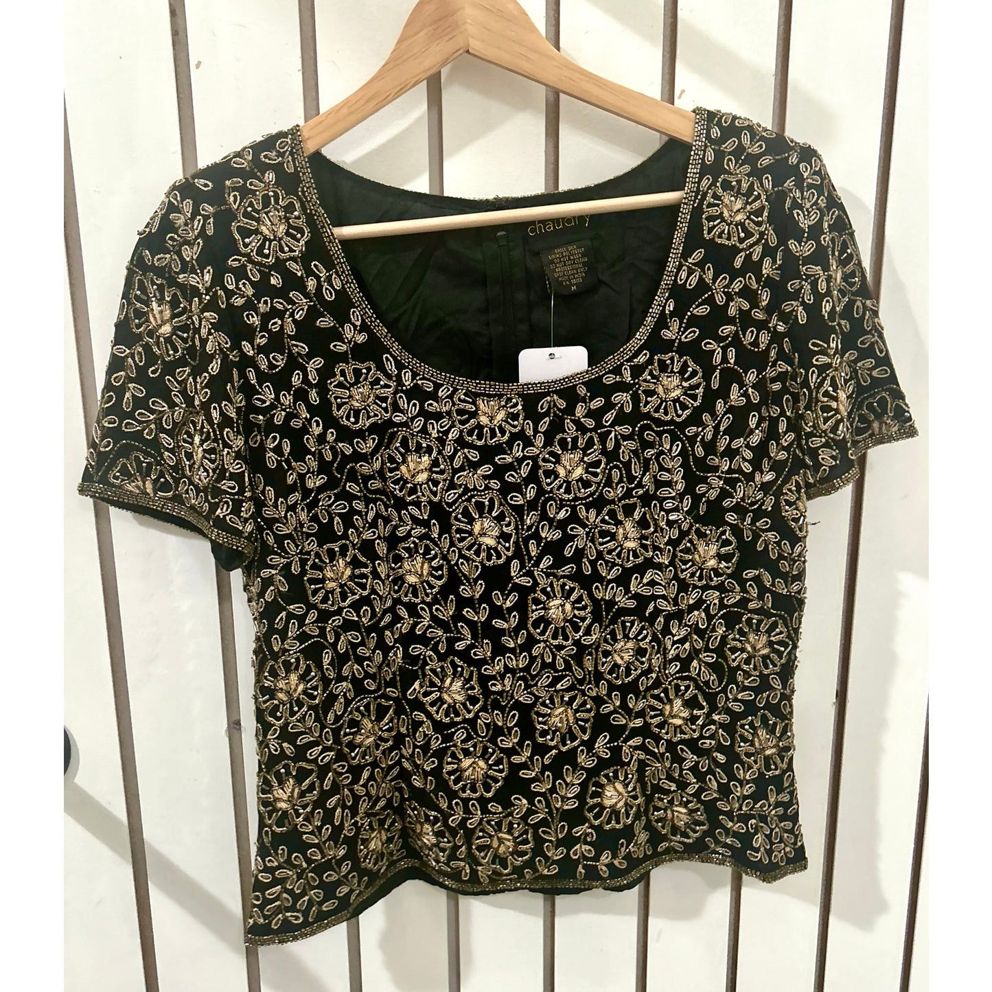 Anthropologie Chaudry Silk Beaded Blouse Size M