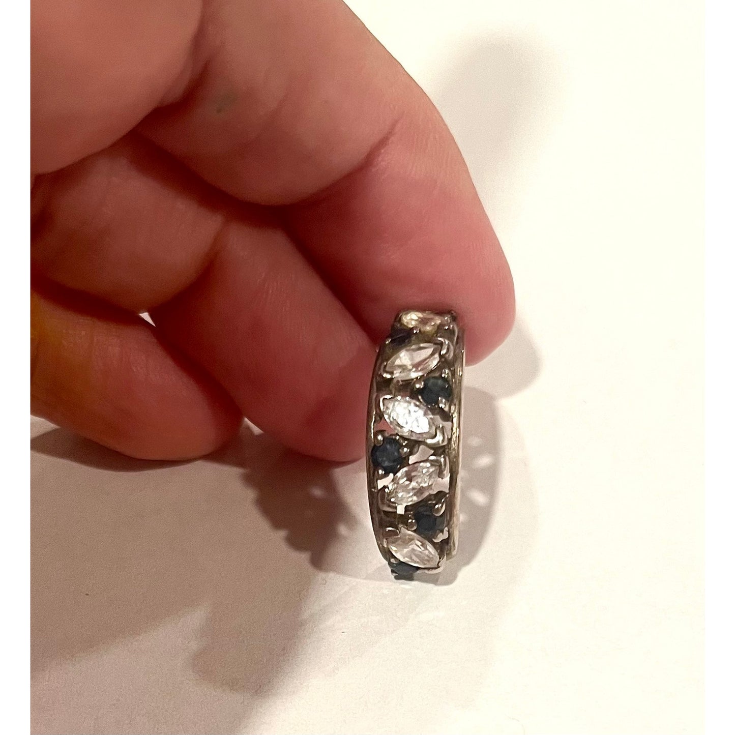 Sterling Silver Sapphire and CZ Earrings